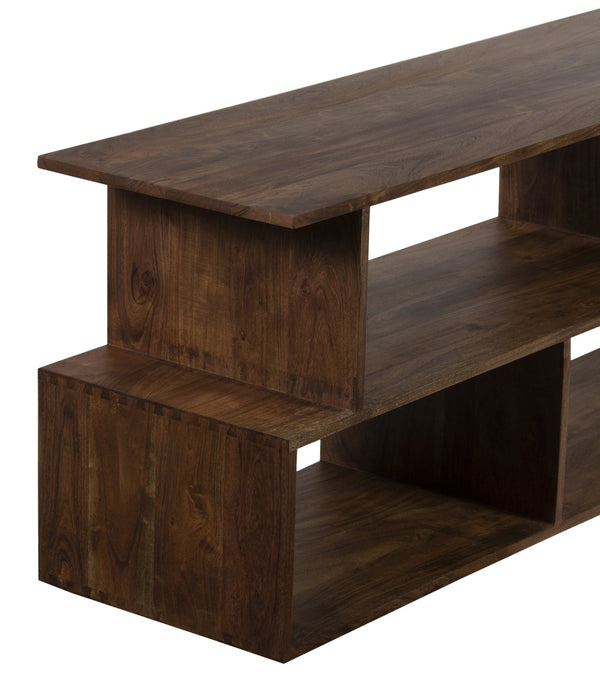 Porter Designs Porter Portola Solid Acacia Wood Tv Stand - Unique Mid-century Design With Asymmetric Storage Brown Wood 05-108-10-1255