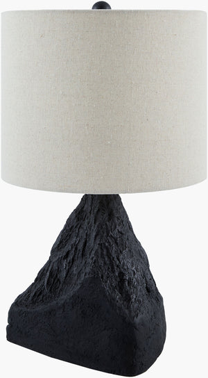 Surya Fuego Tropical Coastal Accent Table Lamp - 22" Tall, Resin Base & Linen Shade For Vibrant Spaces Body, Black,Shade, White,Finial, Black,Harp, Metallic ,Nickel,Cord, Translucent Resin,Linen,Polyester,Plastic Fue-001