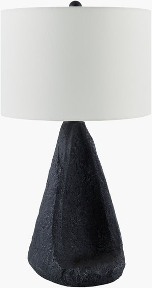 Surya Fuego Tropical Coastal Accent Table Lamp - 22" Tall, Resin Base & Linen Shade For Vibrant Spaces Body, Black,Shade, Brown,Finial, Black,Harp, Metallic ,Nickel,Cord, Translucent Resin,Linen,Polyester,Plastic Fue-002