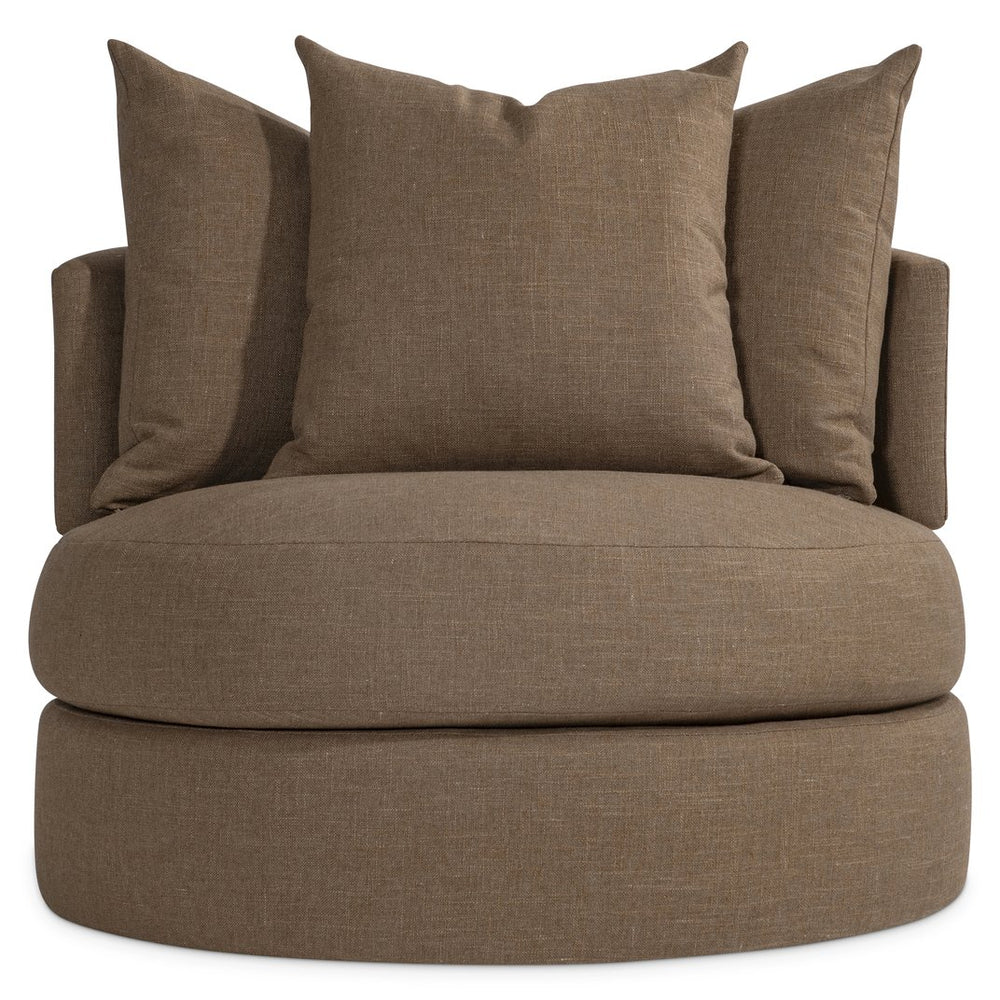 Bernhardt Bernhardt T-Back Fabric Swivel Chair — Deep Seat, Plush Pillows, Hidden 360° Base, Customizable Finish - Made to Order P3113SA