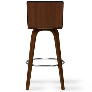 English Elm Roland Swivel Bar Stool – Chic Black Vegan Leather With Mid-Century Modern Design For Any Space B136P159556-GIGA
