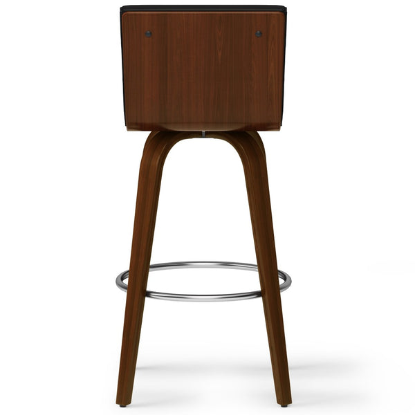 English Elm Roland Swivel Bar Stool – Chic Black Vegan Leather With Mid-Century Modern Design For Any Space B136P159556-GIGA