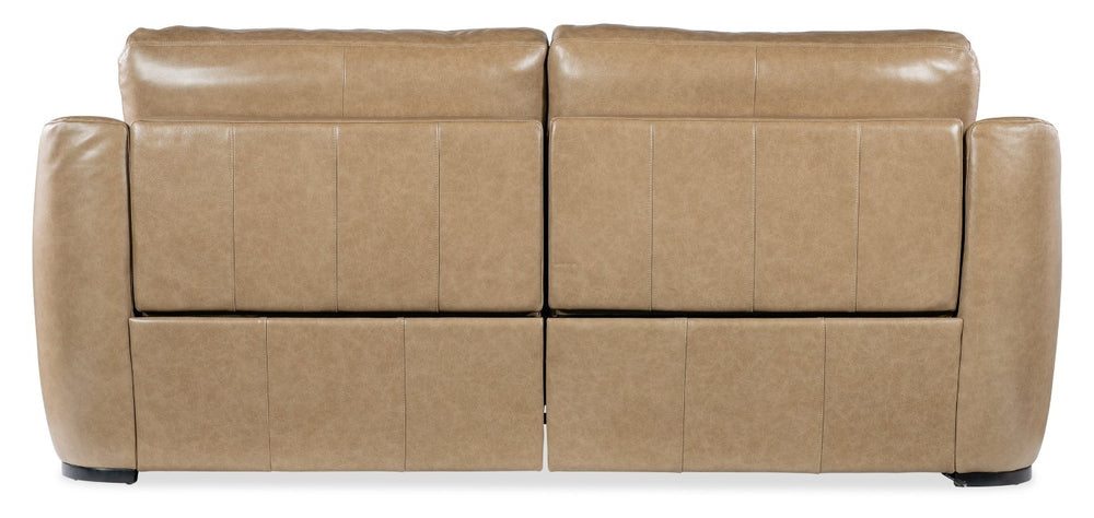 Hooker Furniture Wayward Power Sofa By Hooker Furniture Upholstery — Latte Semi-Aniline Leather, Power Recline & Headrests Brown SS650-PH3-070