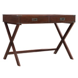 Homelegance By Top-Line Beatrix X-Base Wood Accent Campaign Writing Desk Espresso MDF