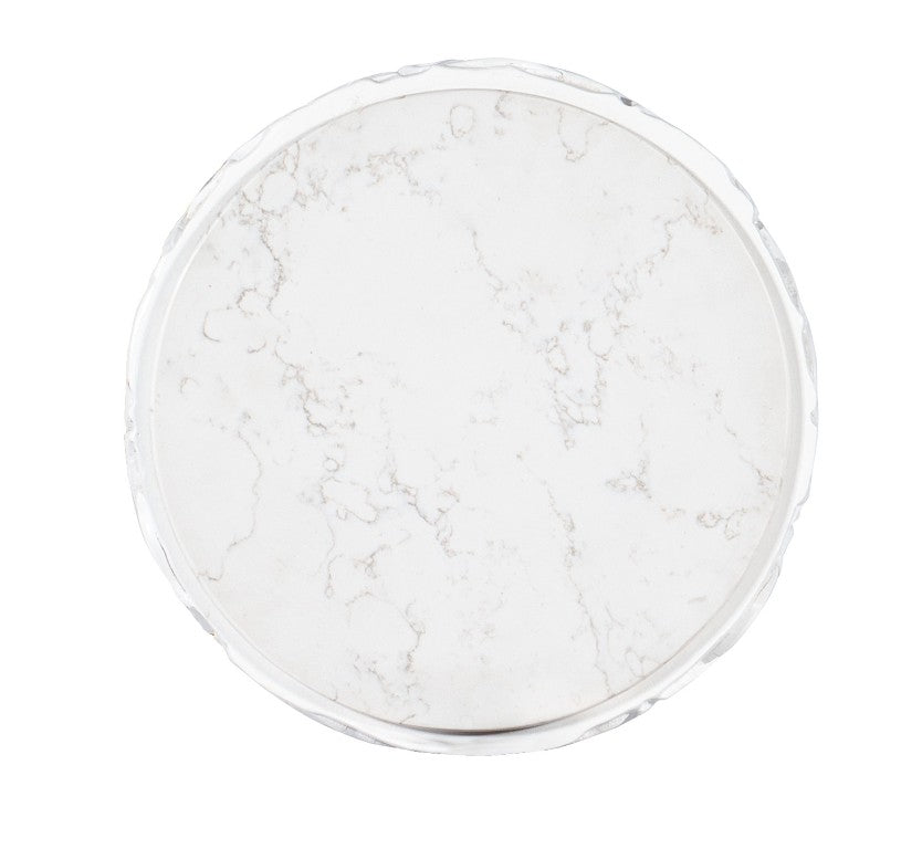 Hooker Furniture Melange Sculptural Be-Leaf Accent Table With White Quartz Top And Brushed Gold Base For Small Spaces 628-50101-02