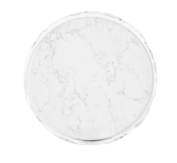 Hooker Furniture Melange Sculptural Be-Leaf Accent Table With White Quartz Top And Brushed Gold Base For Small Spaces 628-50101-02