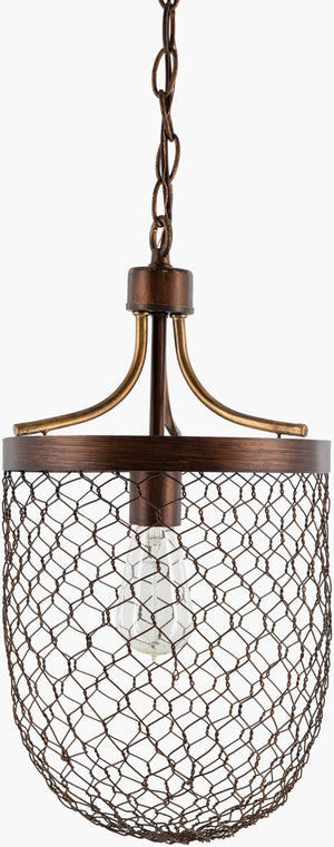 Surya Furrow Pendant Lighting - Elegant 12" Metal Fixture For Living Room, Kitchen & Dining Area Glow Fixture, Brown,Shade, Rust,Cord, Black Iron Fuw-001