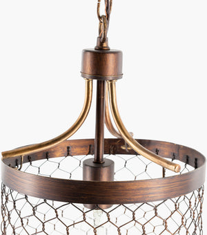 Surya Furrow Pendant Lighting - Elegant 12" Metal Fixture For Living Room, Kitchen & Dining Area Glow Fixture, Brown,Shade, Rust,Cord, Black Iron Fuw-001