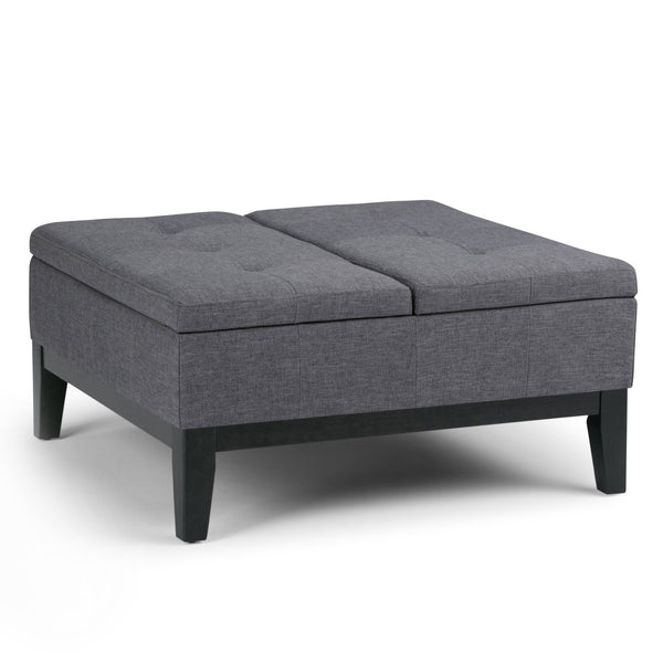 English Elm Dover Square Coffee Table Storage Ottoman - Stylish Slate Grey With Hidden Compartment & Seating B136P159053