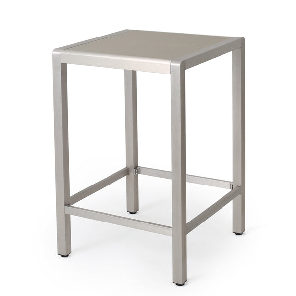 English Elm 43" Outdoor Tempered Glass Top Aluminum Bar Table Powder-coated for Patio Use 60013.00