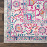 Nourison Passion PSN20 Machine Made Power-loomed Floral Border Indoor Only Bohemian  Rug Light Grey,Pink, Grey and Pink 100% Polypropylene 99446486752