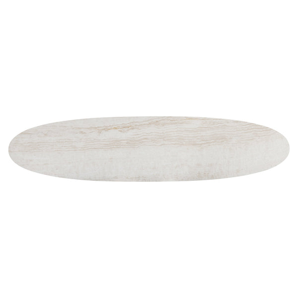 Bernhardt Bernhardt Loggia Oval Console Table With Aria Wood-Grain Resin Base And Solid Travertine Top, 68" Wide 345925