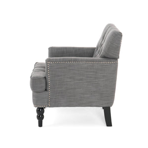 English Elm Christopher Knight Home® - HARRISON Tufted Club Chair with Diamond-Stitched Back, Nailhead Trim and Turned Birch Legs for Comfort and Style Charcoal 53444.00F