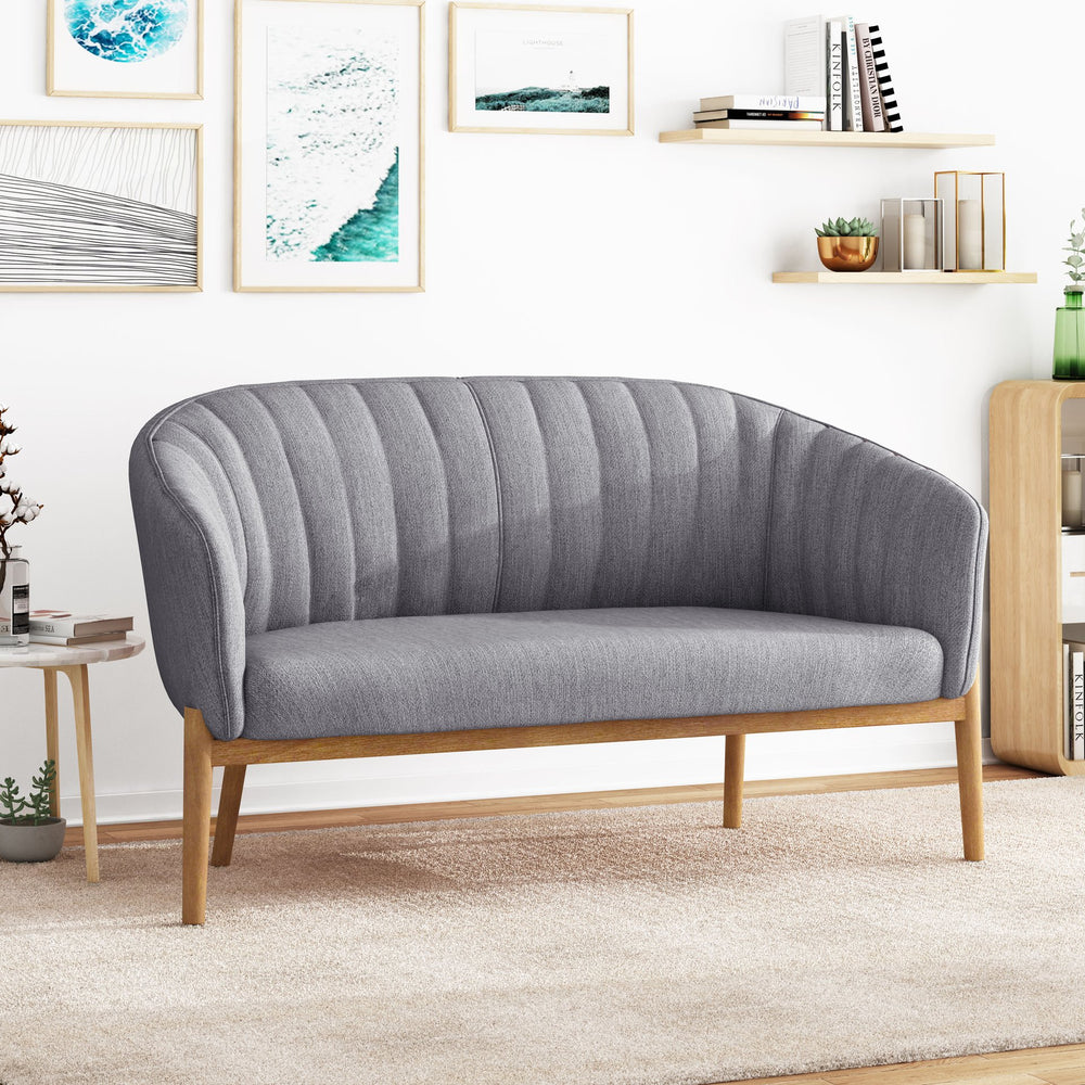 English Elm Loveseat Mid-century Modern Channel Tufted Upholstered Sofa with Rubberwood Tapered Legs 65780.00FCHAR