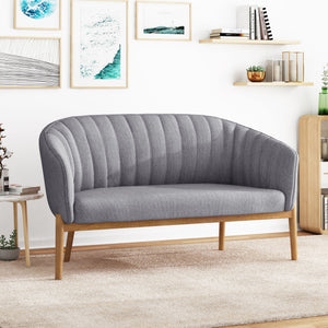 English Elm Loveseat Mid-century Modern Channel Tufted Upholstered Sofa with Rubberwood Tapered Legs 65780.00FCHAR