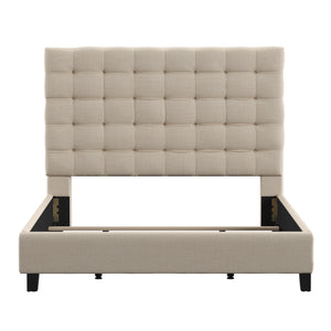 Homelegance By Top-Line Matson Button Tufted Linen Upholstered Bed Beige Linen