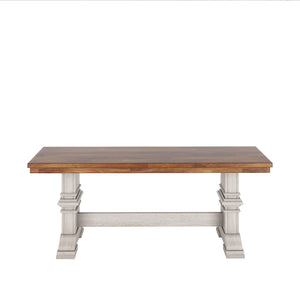 Homelegance By Top-Line Juliette Two-Tone Trestle Leg Wood Dining Bench White Rubberwood