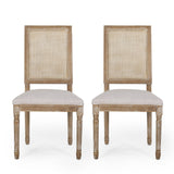 Christopher Knight Home® - Noble House - Regina French Country Wood and Cane Upholstered Dining Chair (Set of 2)