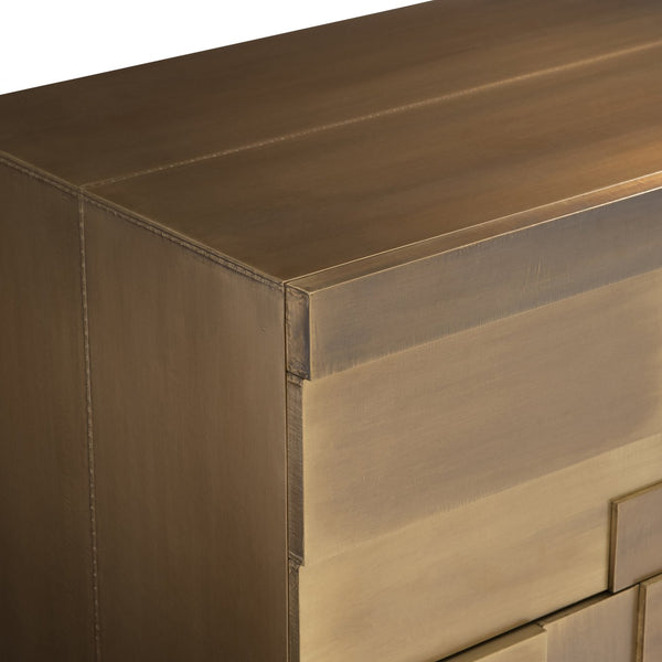 Bernhardt Bernhardt Acora Nightstand With Aged Brass Finish, 3D Patchwork Drawers, Soft-Close, Usb Charging 347234