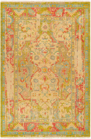 Surya Festival Handcrafted 2' X 3' Traditional Wool Rug With Fringe - Timeless Elegance For Any Space Olive Nz Wool Fvl1000-69