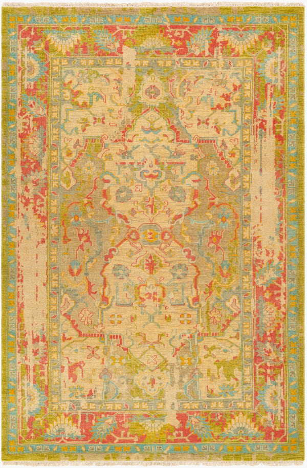 Surya Festival Handcrafted 2' X 3' Traditional Wool Rug With Fringe - Timeless Elegance For Any Space Olive Nz Wool Fvl1000-69