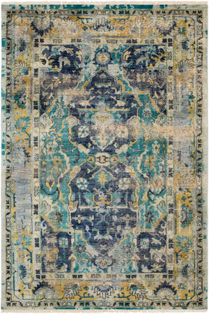 Festival FVL-1001 6' x 9' Handmade Rug FVL1001-69  Denim, Ink Blue, Teal, Tan, Ivory Surya