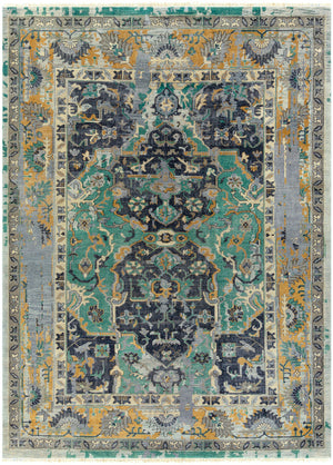 Festival FVL-1001 8' x 11' Handmade Rug FVL1001-811  Denim, Ink Blue, Teal, Tan, Ivory Surya