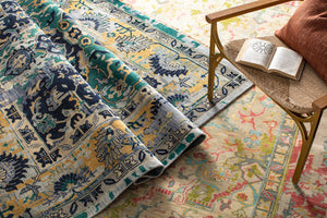 Festival FVL-1001 8' x 11' Handmade Rug FVL1001-811  Denim, Ink Blue, Teal, Tan, Ivory Surya