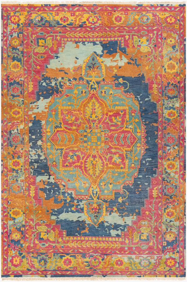 Surya Festival Handcrafted 2' X 3' Traditional Wool Rug With Fringe - Timeless Elegance For Any Space Rose Nz Wool Fvl1002-23