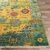 Festival FVL-1005 8' x 11' Handmade Rug FVL1005-811  Mustard, Grass Green, Teal, Ice Blue, Rose, Burnt Orange Surya