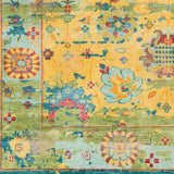 Festival FVL-1005 8' x 11' Handmade Rug FVL1005-811  Mustard, Grass Green, Teal, Ice Blue, Rose, Burnt Orange Surya