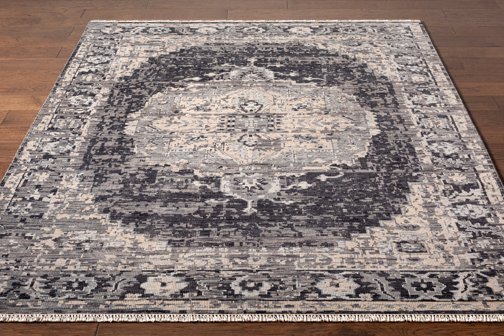 Festival FVL-1009 6' x 9' Handmade Rug FVL1009-69  Black, Charcoal, Medium Gray, Taupe, Cream Surya