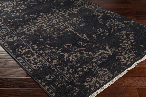 Surya Festival Handcrafted 2' X 3' Traditional Wool Rug With Fringe - Timeless Elegance For Any Space Black Nz Wool Fvl1010-23