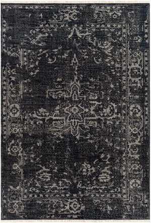 Surya Festival Handcrafted 2' X 3' Traditional Wool Rug With Fringe - Timeless Elegance For Any Space Black Nz Wool Fvl1010-23