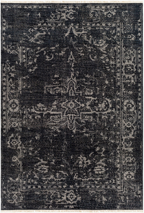 Surya Festival Handcrafted 2' X 3' Traditional Wool Rug With Fringe - Timeless Elegance For Any Space Black Nz Wool Fvl1010-23