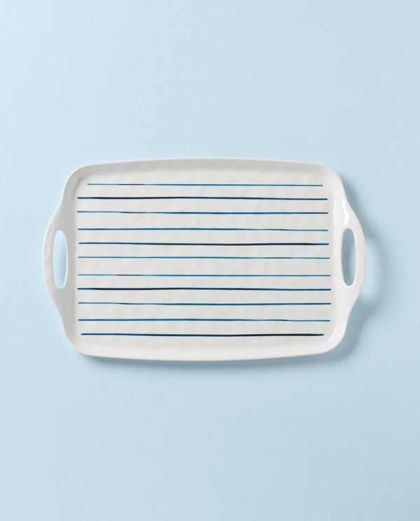 Lenox Blue Bay Melamine Handled Platter Multi, WHITE MELAMINE 895239
