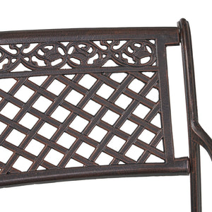 English Elm Tahoe Curved Cast Aluminum Outdoor Bench with Diamond Pattern and Copper Finish N773P348377C