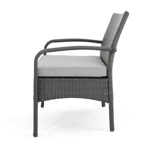 English Elm Christopher Knight Home® - CORDOBA PE Rattan 4-Pc Wicker Chat Set with Cushions, Iron Legs & Waterproof Fabric Comfort Grey 57458.00GRY