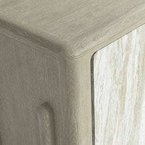 Bernhardt Bernhardt Arcadia Rustic-Modern Entertainment Credenza With Faux Stone Doors, Wire-Brushed Oak Finish 334880