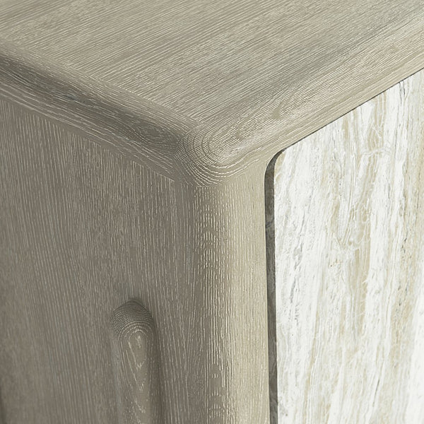 Bernhardt Bernhardt Arcadia Rustic-Modern Entertainment Credenza With Faux Stone Doors, Wire-Brushed Oak Finish 334880