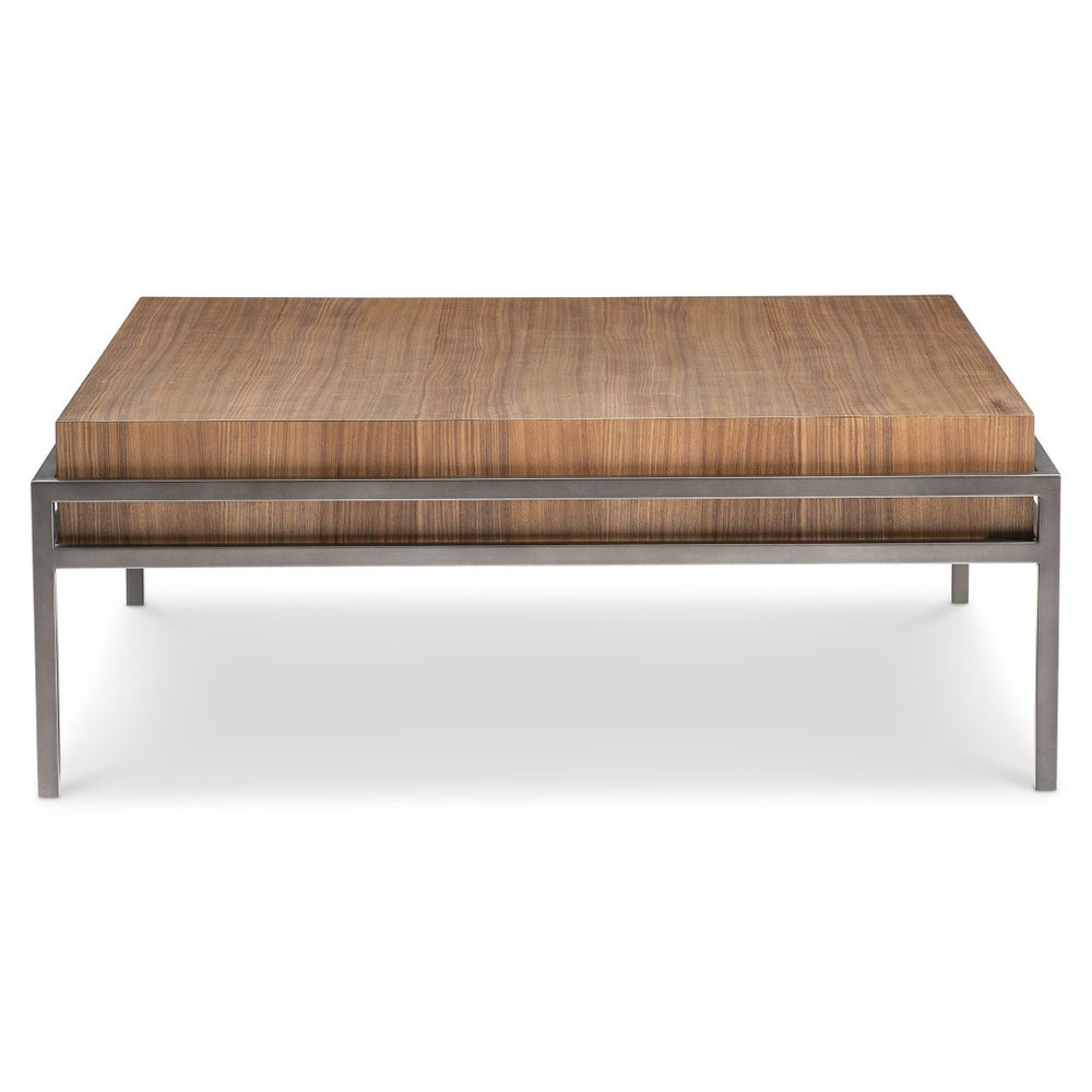 Bernhardt Bernhardt Collins Walnut Top Cocktail Table with Black Oxide Metal Base for Living Rooms 573013