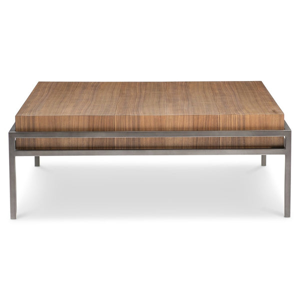 Bernhardt Bernhardt Collins Walnut Top Cocktail Table with Black Oxide Metal Base for Living Rooms 573013