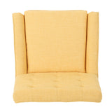 Christopher Knight Home® - Noble House - Eilidh Mid-Century Modern Button Tufted Fabric Chair, Muted Yellow and Natural