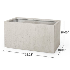English Elm Outdoor Square Mgo Concrete Planter Handcrafted Stone Look Patio Garden Accent 70626.00WHI
