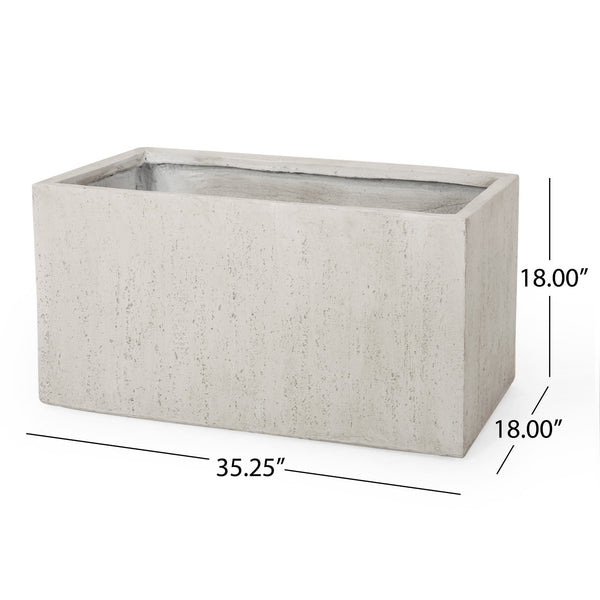 English Elm Outdoor Square Mgo Concrete Planter Handcrafted Stone Look Patio Garden Accent 70626.00WHI