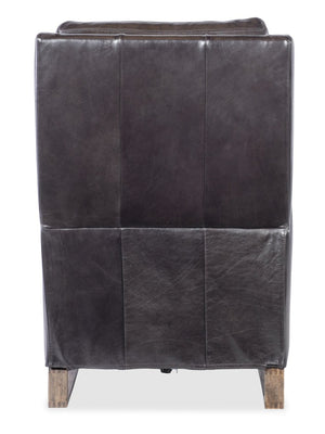Hooker Furniture Relic Taupe Semi-Aniline Leather Power Recliner With Usb, Adjustable Headrest, Bustle Back & Wood Base Black RC810-PH-098