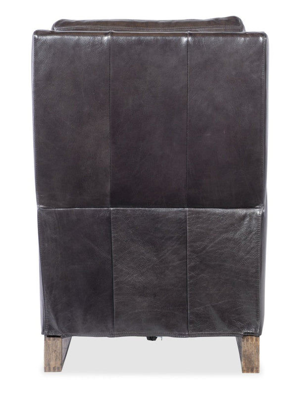 Hooker Furniture Relic Taupe Semi-Aniline Leather Power Recliner With Usb, Adjustable Headrest, Bustle Back & Wood Base Black RC810-PH-098