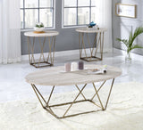 English Elm Steve Silver - Rowyn - Faux Marble Top End Table - Gray