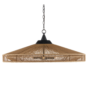 Maldives Chandelier - Handmade Wrought Iron Fixture with Rope Twine, Natural Style, 5 Bulb Design