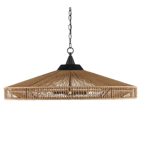 Maldives Chandelier - Handmade Wrought Iron Fixture with Rope Twine, Natural Style, 5 Bulb Design